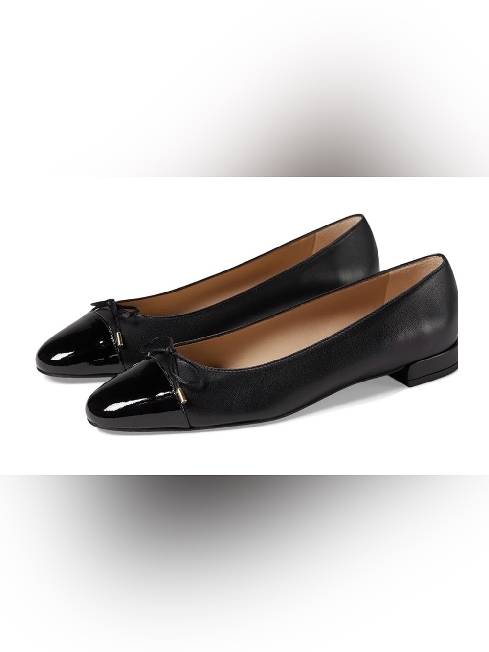 Stuart Weitzman Black Leather & Patent Ballet Flats